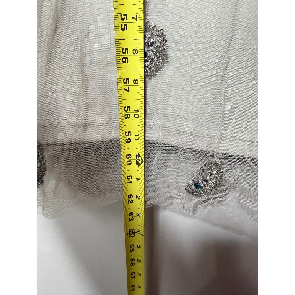 AIDAN MATTOX DRESS GOWN SILVER GREEN SEQUINS WEDDING GUEST DRESS EVENING FORMAL - Picture 12 of 12